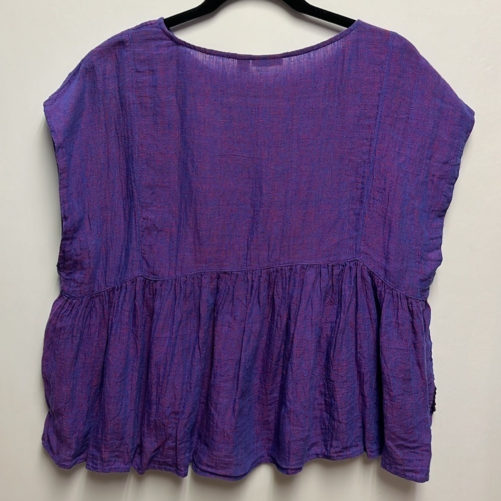 Holding Horses for Anthropologie Tyra Linen Boxy Top, Size Small, Purple - Picture 7 of 7